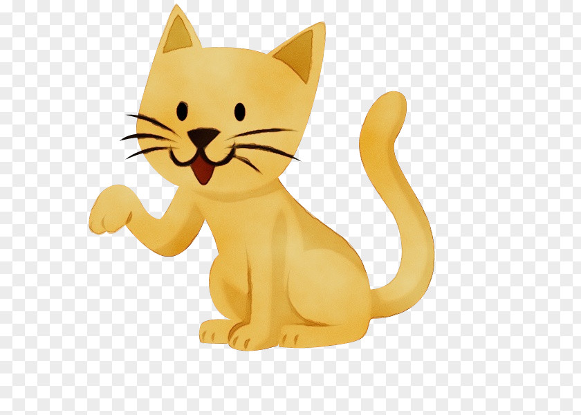Figurine Whiskers Animal Figure Cat Cartoon Yellow Small To Medium-sized Cats PNG