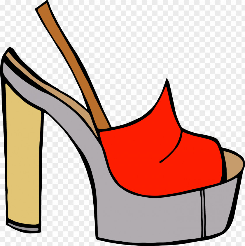 Vector Hand-painted Red Sandal Slipper High-heeled Footwear Euclidean Clip Art PNG