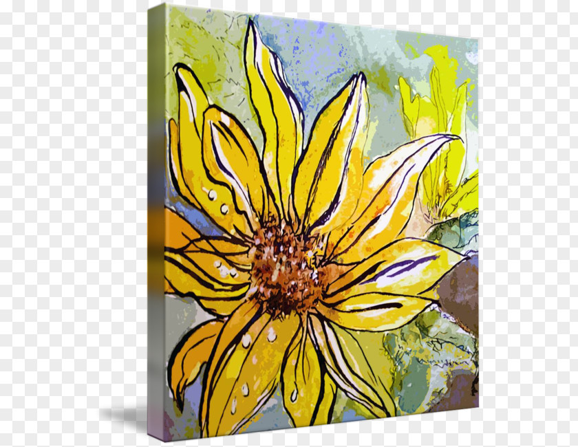 Watercolor Sunflowers Painting Insect Bee Pollinator Art PNG