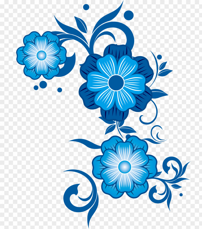 Blue Flower Vector Pattern PNG