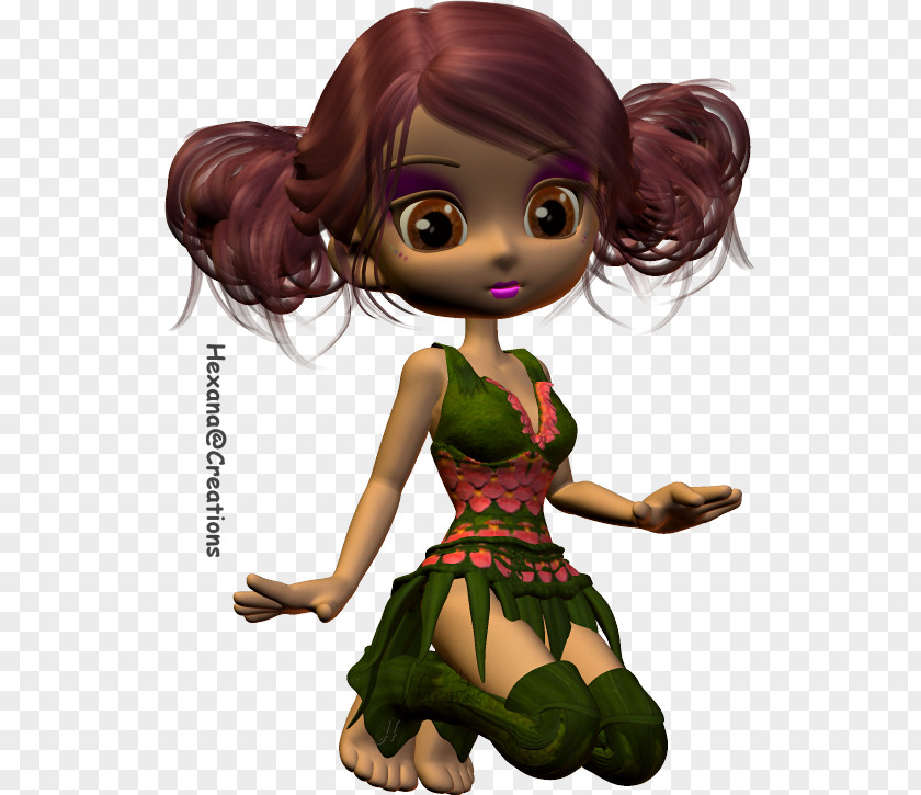 Fairy Black Hair Brown Doll PNG