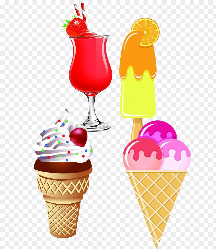 Ice Cream Juice Cones Sundae PNG