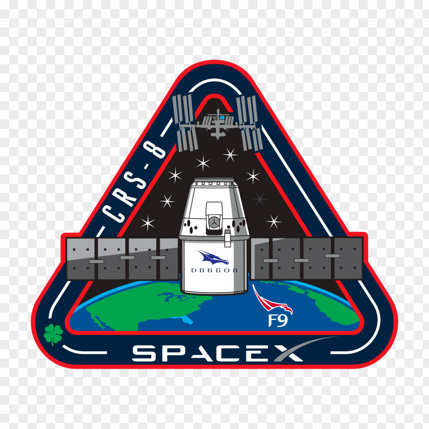 Falcon SpaceX CRS-8 International Space Station Dragon 9 Mission Patch PNG