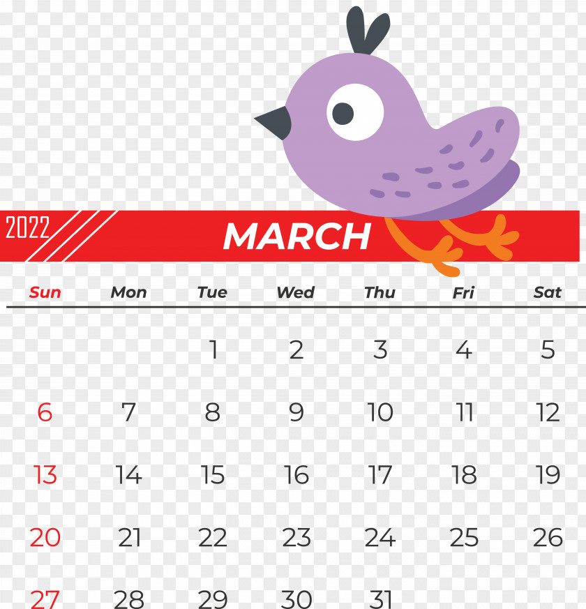 Birds Beak Calendar Cartoon 2021 PNG