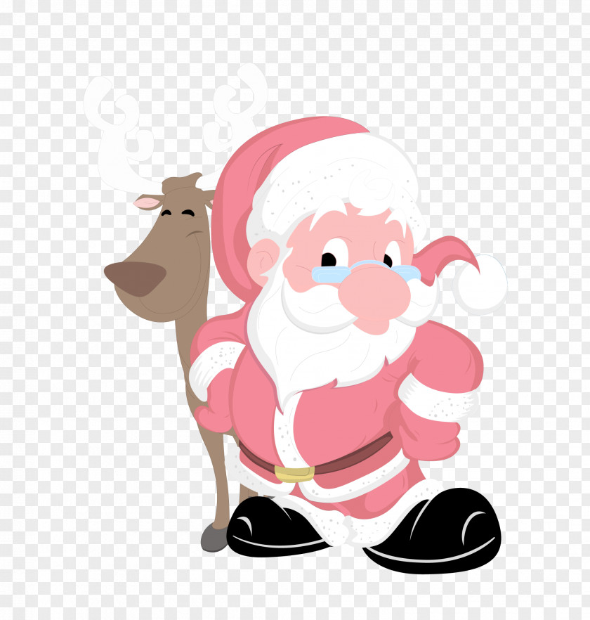 Santa Claus And Reindeer Rudolph Christmas PNG