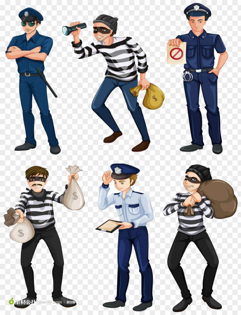 Thieves And Police Officer Royalty-free Illustration PNG