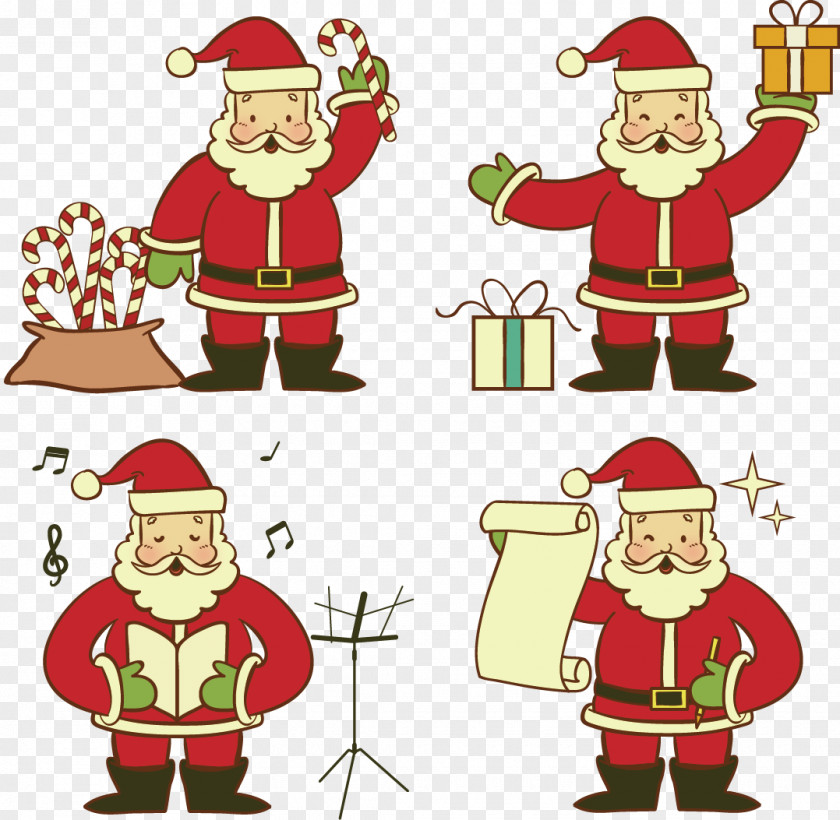 Vector Hand-drawn Cartoon Santa Claus Christmas Ornament Clip Art PNG