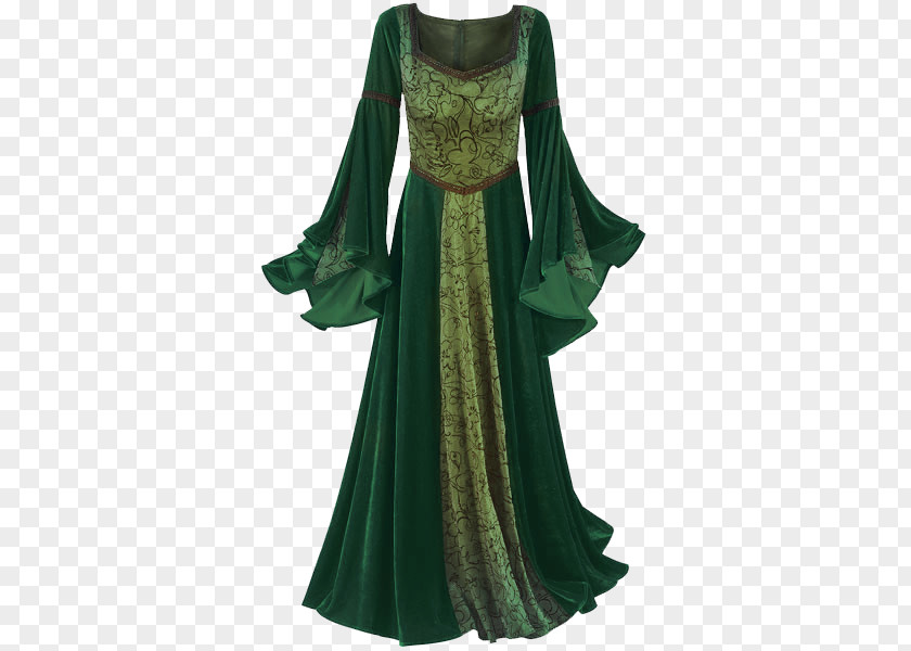 Long Gown Dress Evening English Medieval Clothing PNG