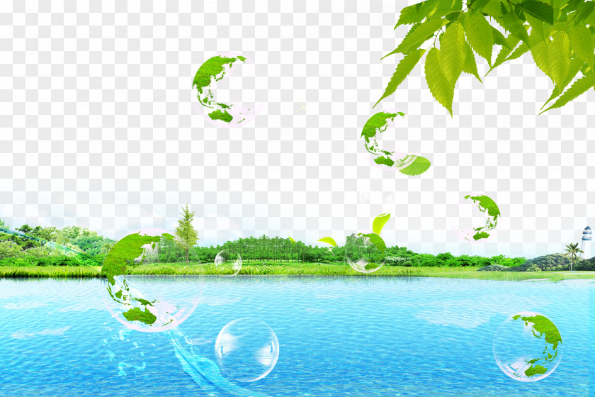 Jungle Lake Landscape Leaf Natural PNG