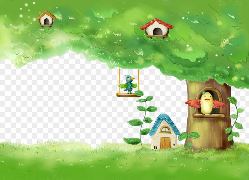 Landscape Fictional Character Green Cartoon Tree Grass Games PNG