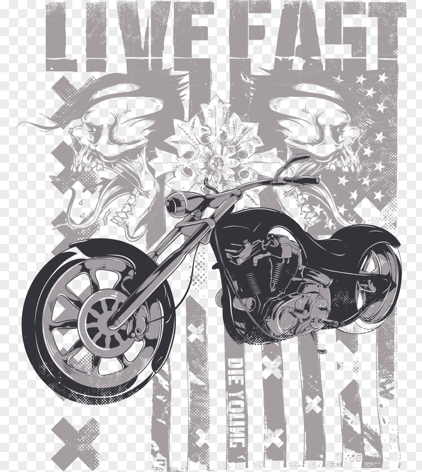 Vector Retro Motorcycle Printing Printed T-shirt Clothing PNG