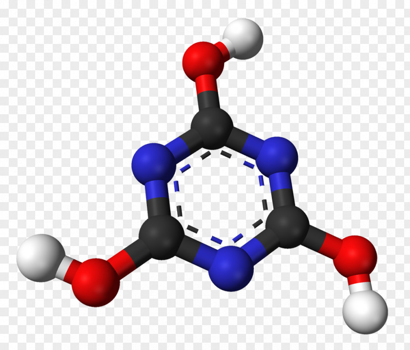 Molecule Cyanuric Acid 1,3,5-Triazine Pesticide Ball-and-stick Model PNG