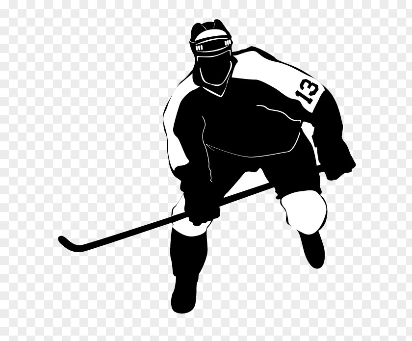 Single-row Vector Hockey Player Sticker Ice Glass Wall Decal Sport PNG