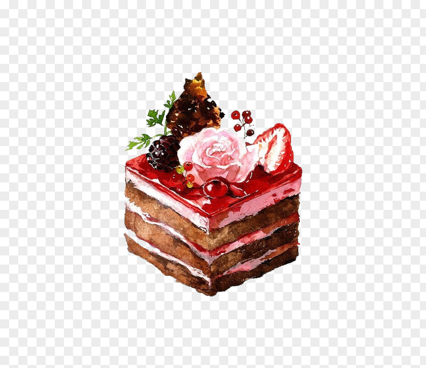 Hand-painted Dessert Cake Watercolor Painting Drawing Illustration PNG