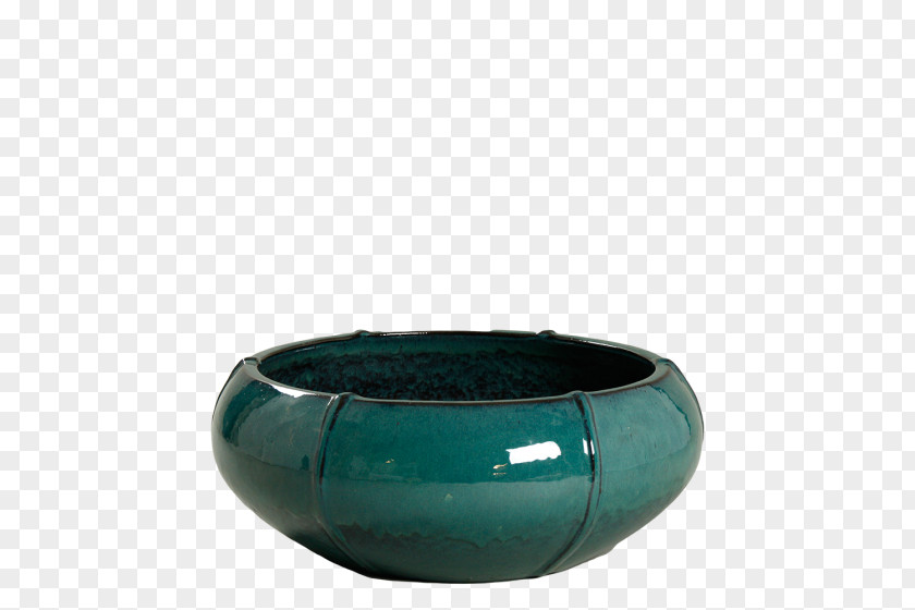 Turquise Bowl Flowerpot Ceramic Teal Gold PNG