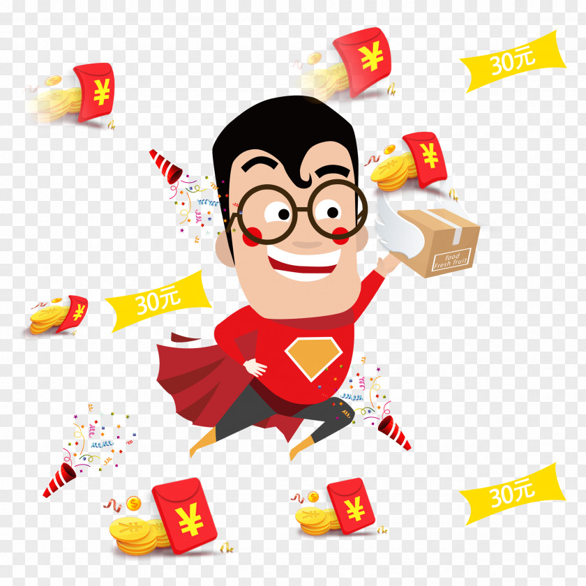 Superman Courier Delivery Clark Kent Cartoon Illustration PNG