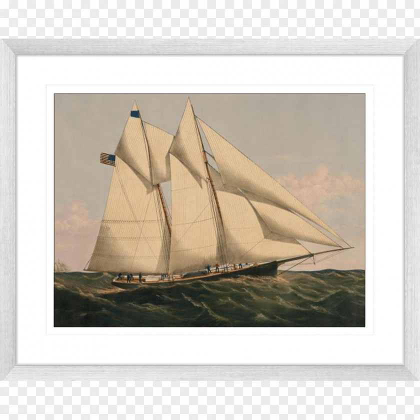 Watercolor Sailing Boat Schooner New York Yacht Club Poster PNG