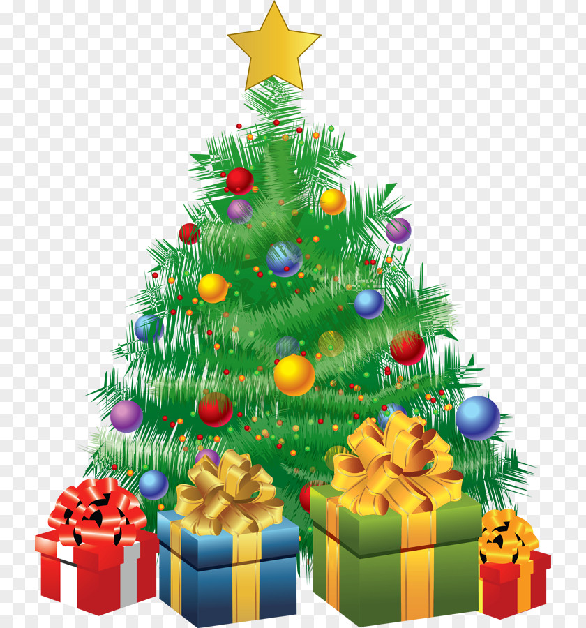 Transparent Christmas Green Tree With Gifts Picture Day Eve Clip Art PNG