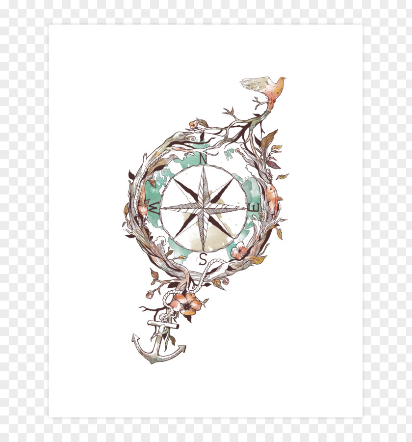 Compass Tattoo Rose Idea PNG