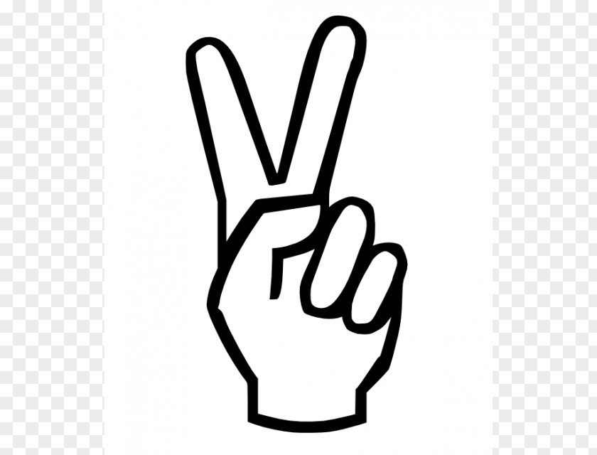 Cartoon Peace Sign Hand V Symbols Coloring Book Clip Art PNG