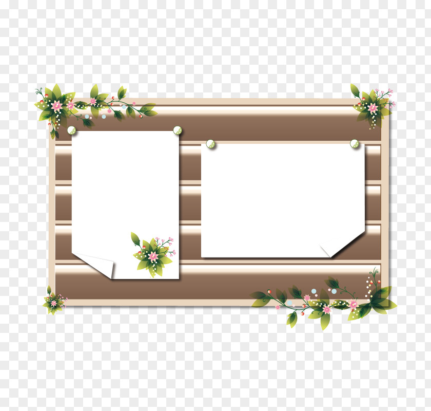 Floral Decoration Wooden Border Picture Frame Clip Art PNG
