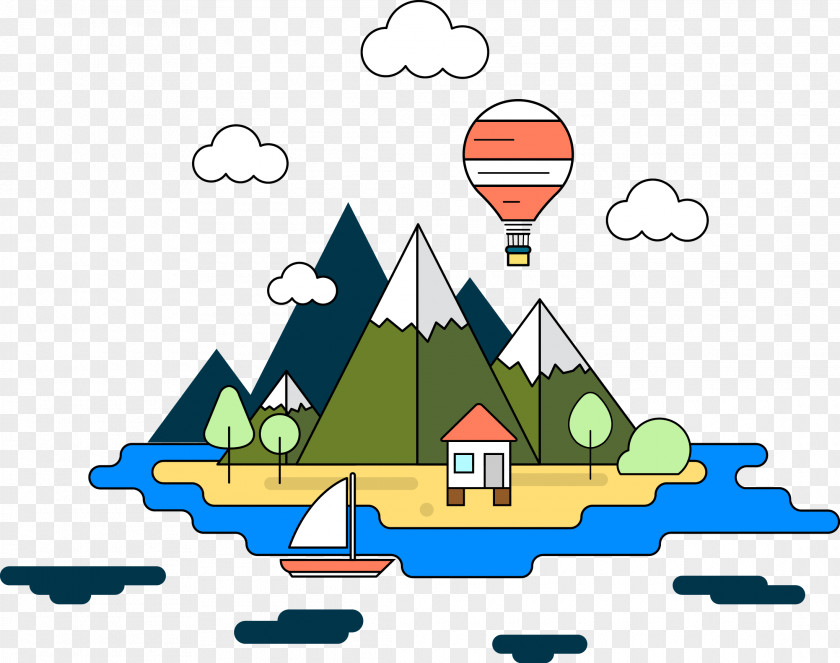 Vector Illustration Sea Island Village PNG