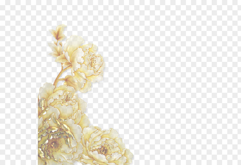 Peony Moutan Gold Floral Design Wedding Ceremony Supply PNG