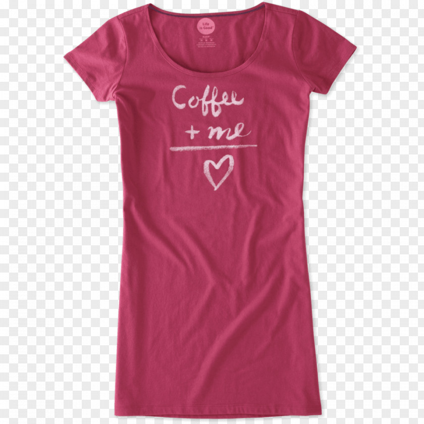 T-shirt Dress Sleeve Life Is Good Company Coffee PNG