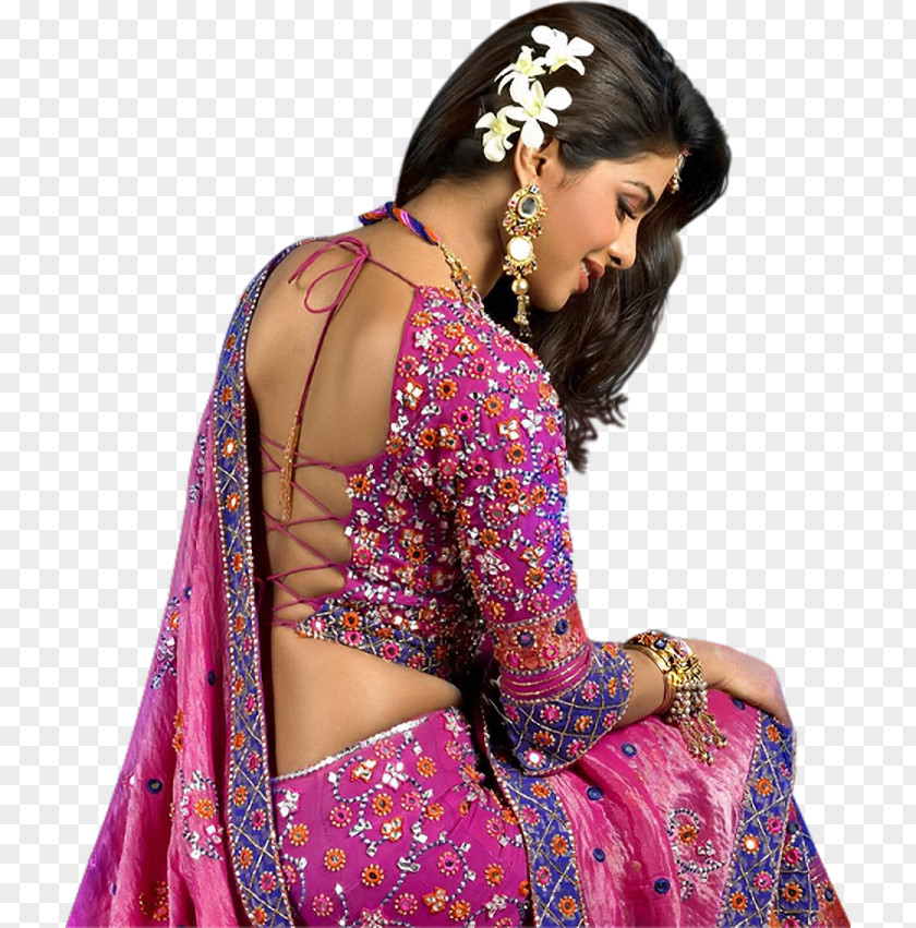 Actor Priyanka Chopra Sari Backless Dress Blouse PNG