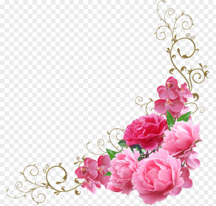 Pink Flowers Decorate The Corners PNG flowers decorate the corners clipart PNG