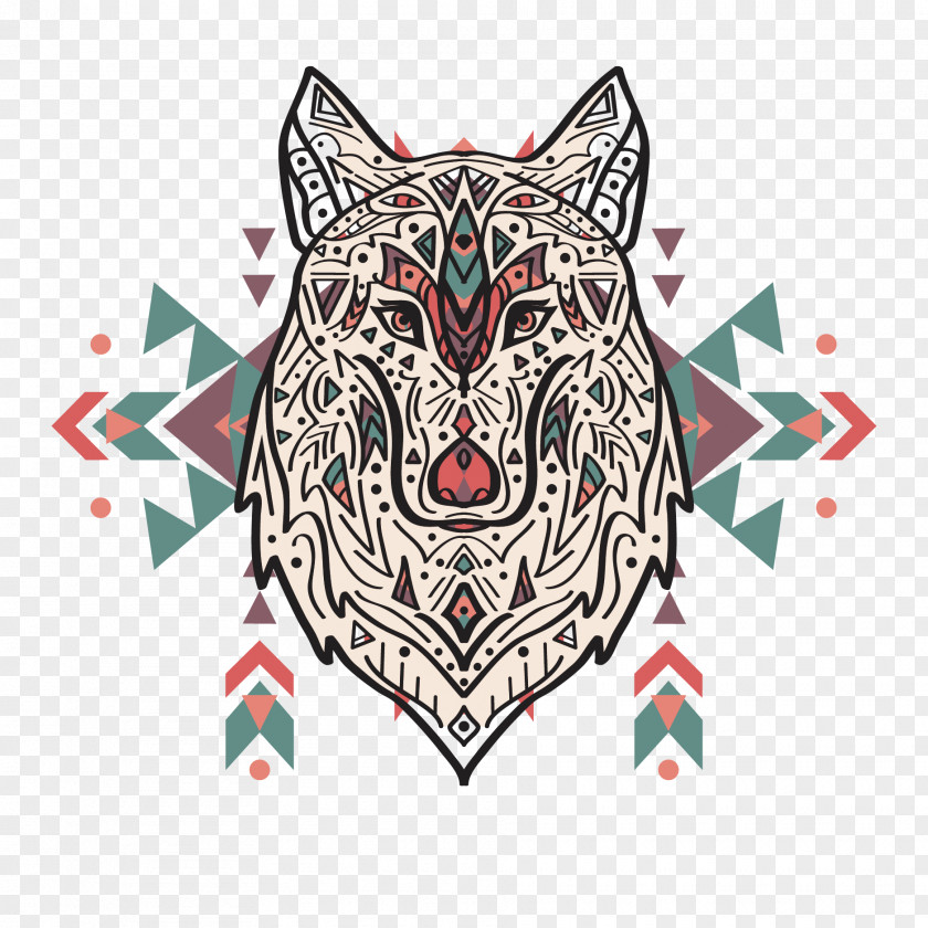 Vector Wolf Pattern Gray Ornament PNG