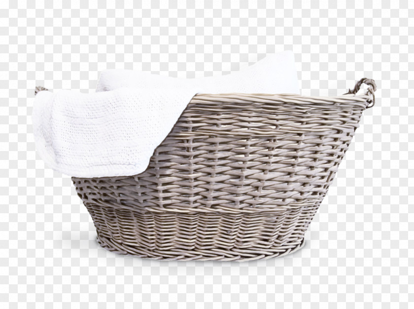White Basket Wicker Storage Hamper PNG