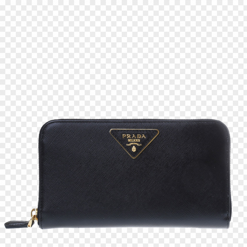 PRADA Prada Black Wallet Handbag Leather Zipper PNG