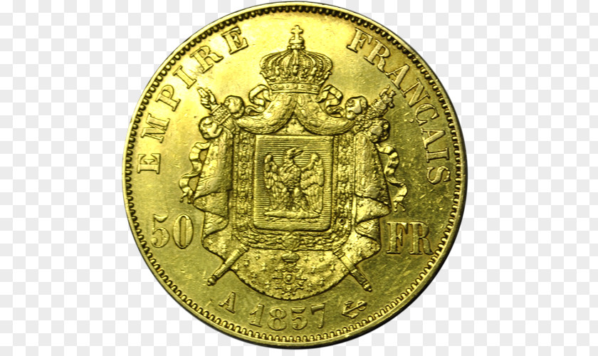 Coin Gold Napoléon Franc PNG
