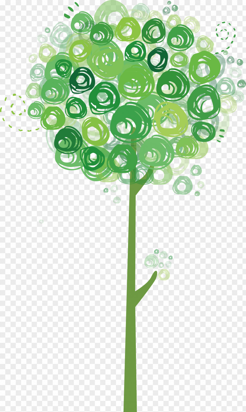 Cute Green Cartoon Tree PNG