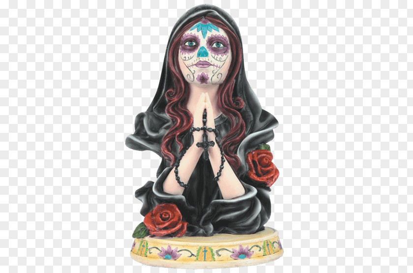 Skull La Calavera Catrina Figurine Rosary Prayer PNG