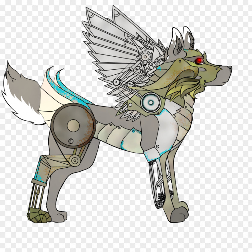 Cyborg Winged Wolf Drawings Canidae Horse Illustration Dog Cartoon PNG
