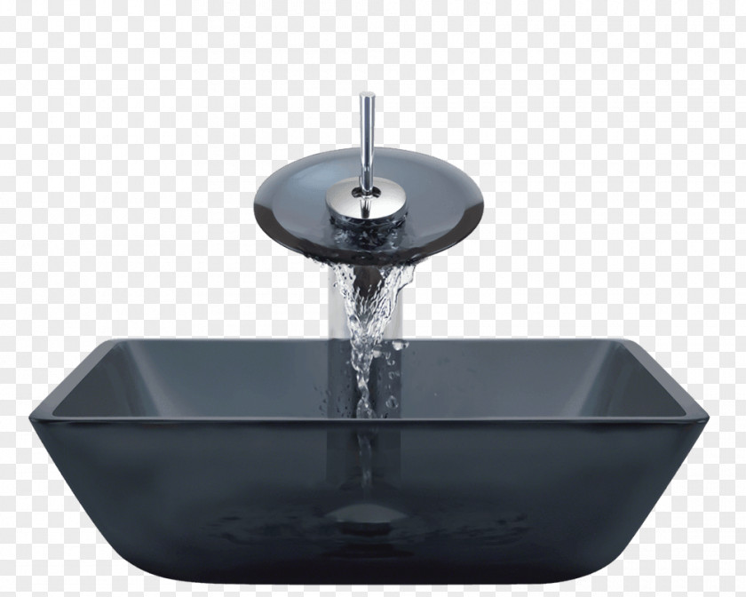 Square Glass Tap Bowl Sink Bathroom PNG
