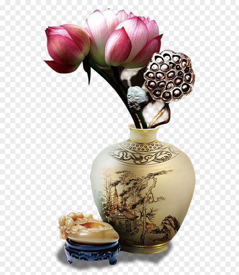 Vase With Flowers Download Porcelain PNG