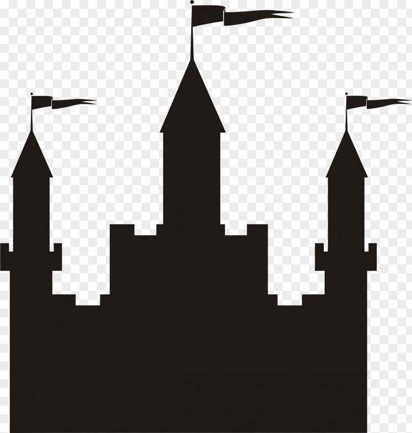 Castle Silhouettes Cliparts Black And White Clip Art PNG