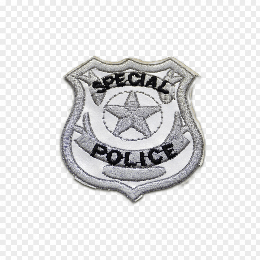 Police Embroidered Patch Logo Badge Silver PNG