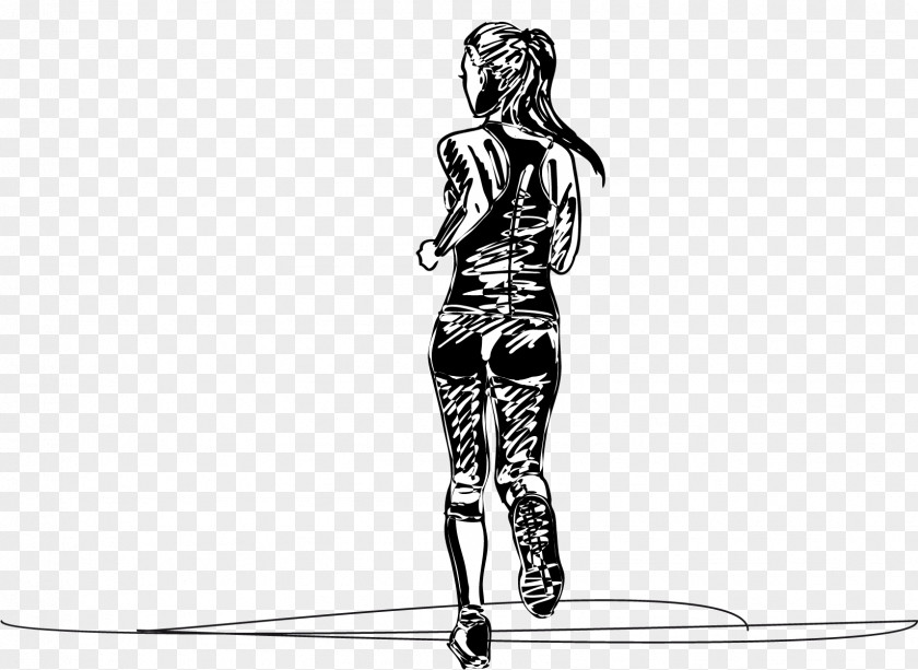 Women Marathon Runners Artwork Sketch Euclidean Vector Drawing Illustration PNG