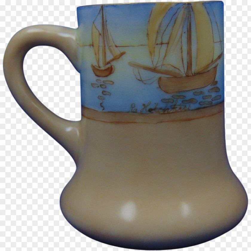 Hand-painted Cover Design Sailboat Jug Ceramic Coffee Cup Pottery Mug PNG