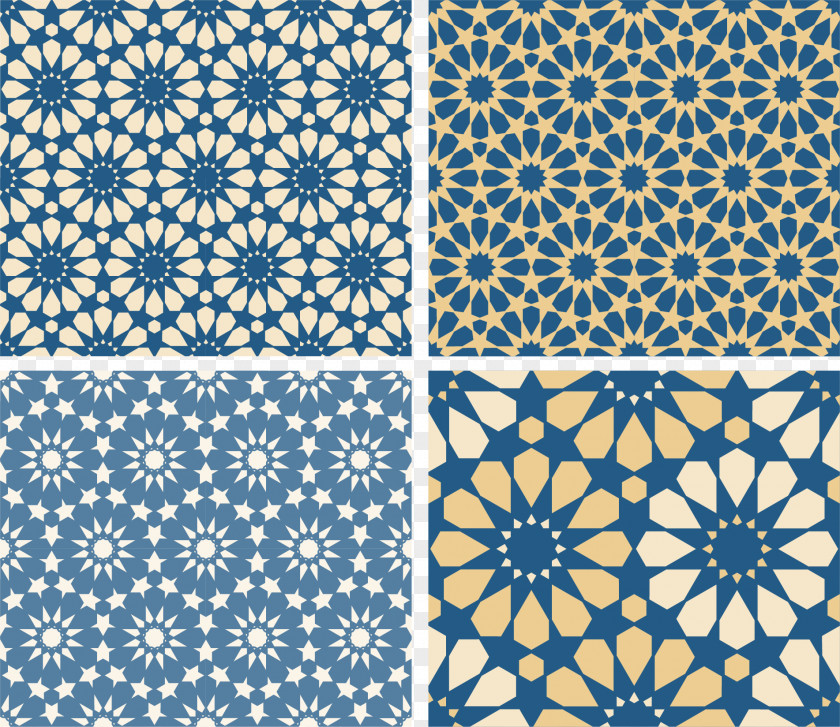 Blue And Yellow National Wind Pattern Shading Background PNG