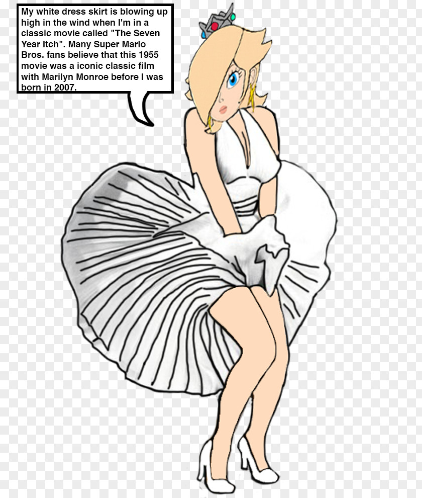 Warm-up Rosalina Princess Peach Daisy White Dress Of Marilyn Monroe Mario Bros. PNG
