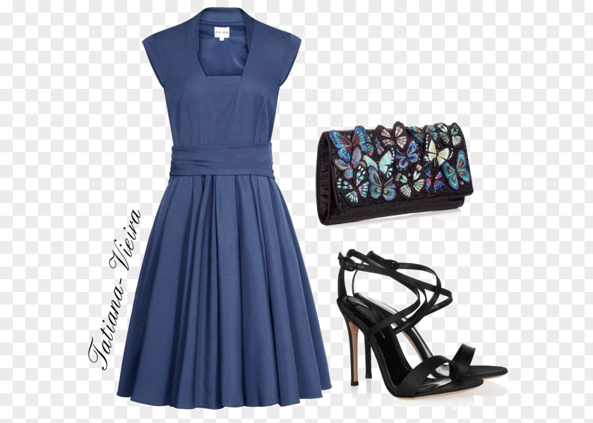 Blue Dress And High Heels Evening Gown Clothing Leather Watch PNG