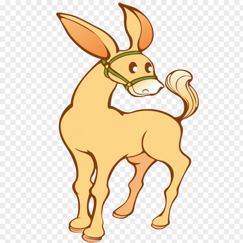 Cartoon Yellow Horse Donkey Mule Clip Art PNG