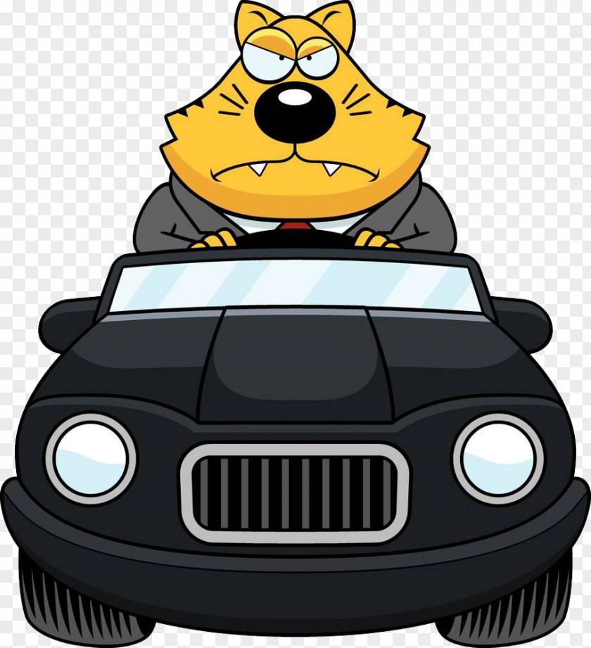 Tiger Learn To Drive Cat Cartoon Driving Illustration PNG