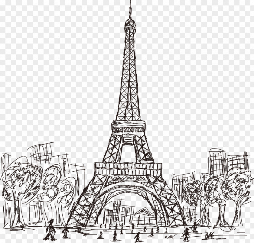 Vector Eiffel Tower In Paris Artwork Drawing Calendar Illustration PNG