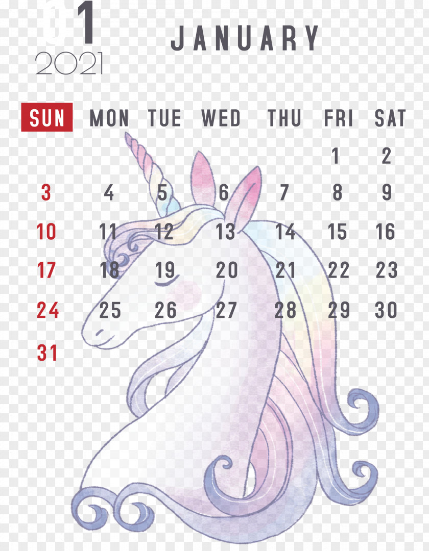 January 2021 Printable Calendar PNG
